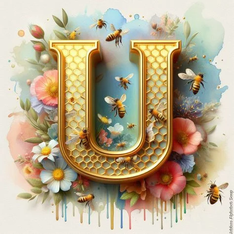 Diamond Painting - Full Round Drill - Bee Alphabet(Canvas|30*30cm)