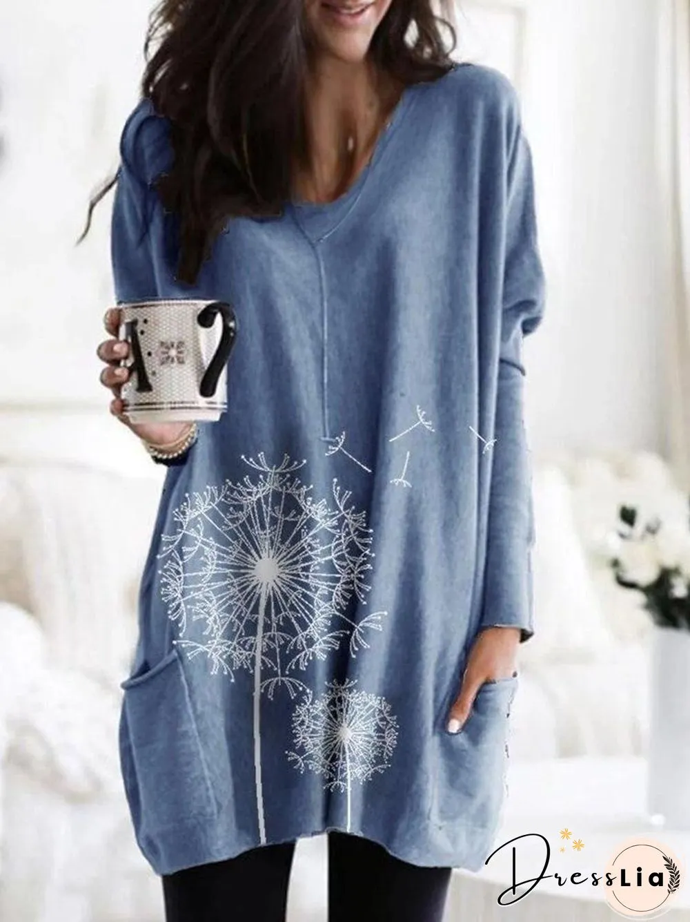Women Dandelion Pattern Loose Top
