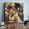 (Framed)Diamond Painting -DIY Round Drill Retro Girl with Frame(25x25cm)