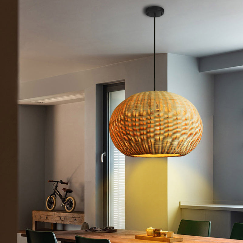 Round Wicker Rattan Basket Pendant Light
