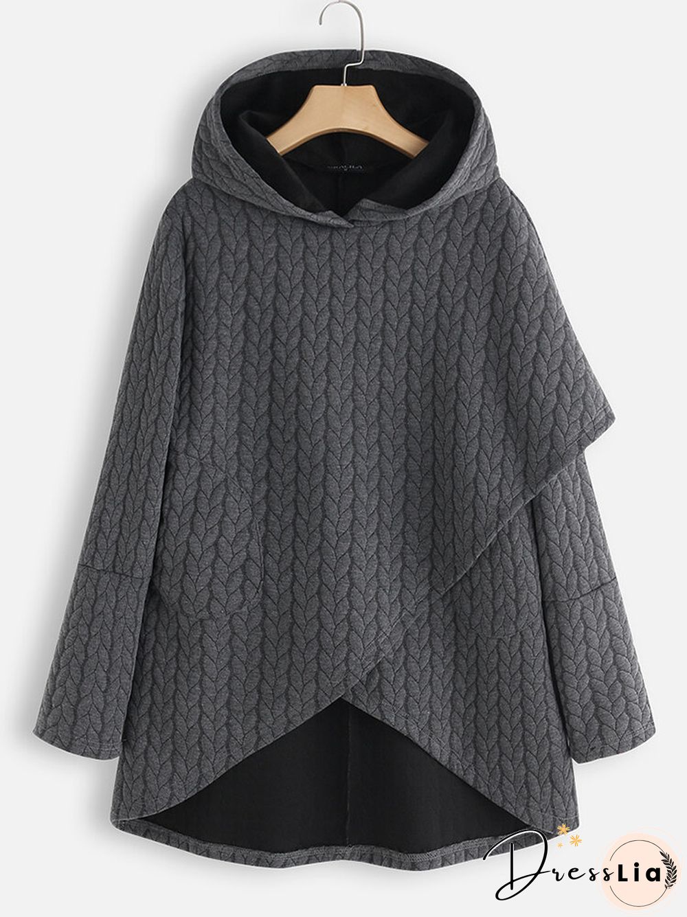 Women Casual Asymmetrical Hem Long Sleeve Hoodies