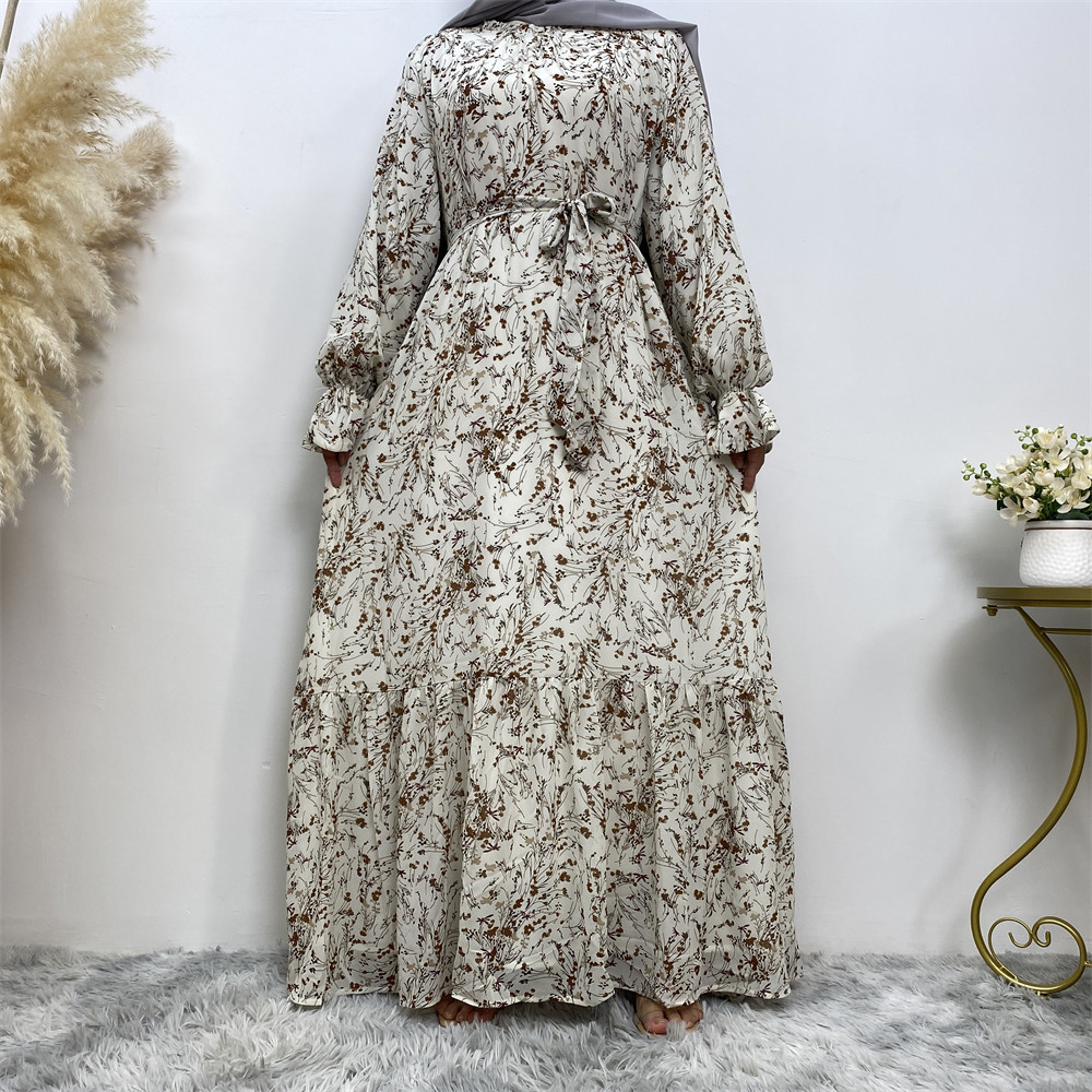 Mature Women Casual Summer Printed Fit And Flare Fashion Chiffon Dress