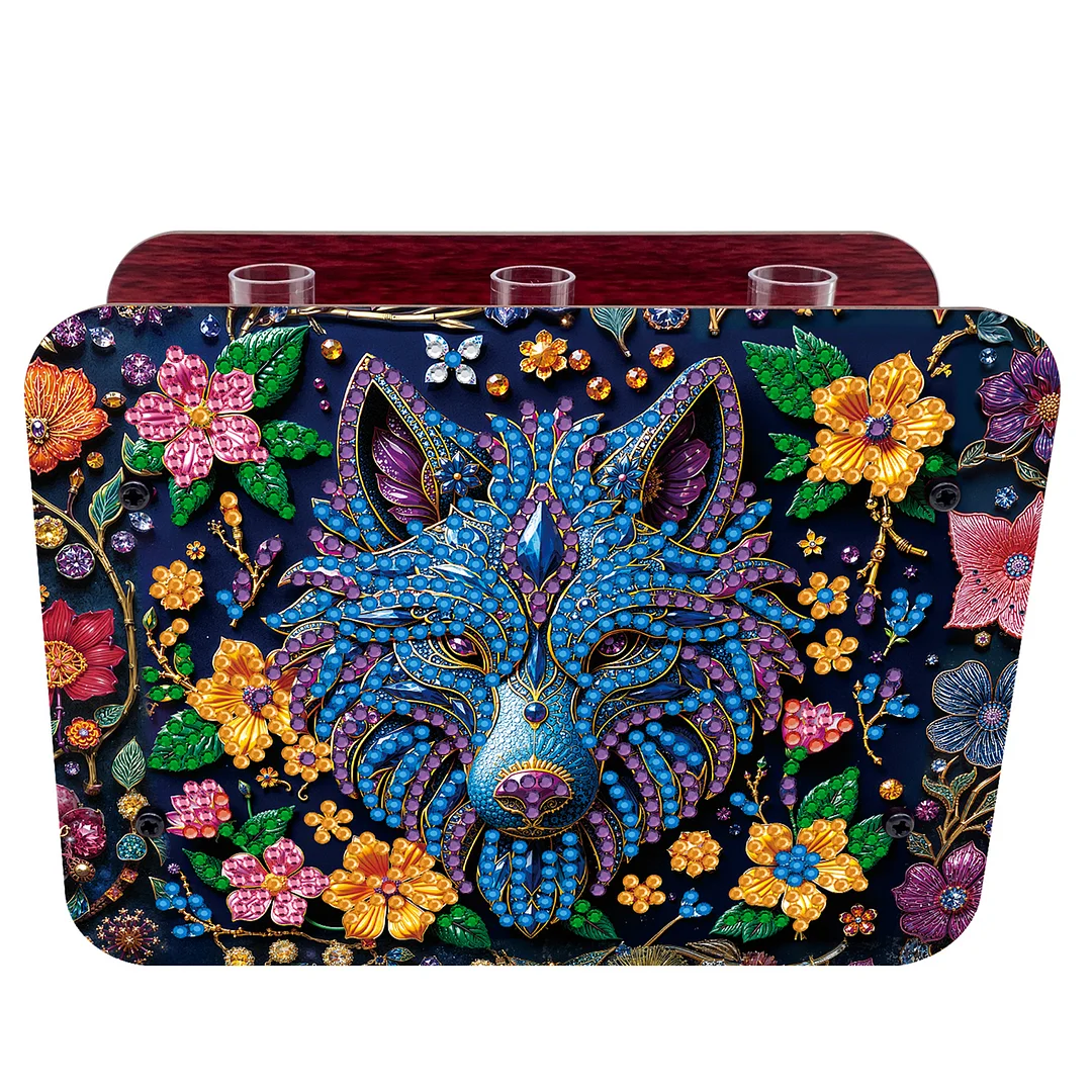 Gem Wolf DIY Diamond Painting Wooden Tube Vase for Adults Gift Idea Home Decor