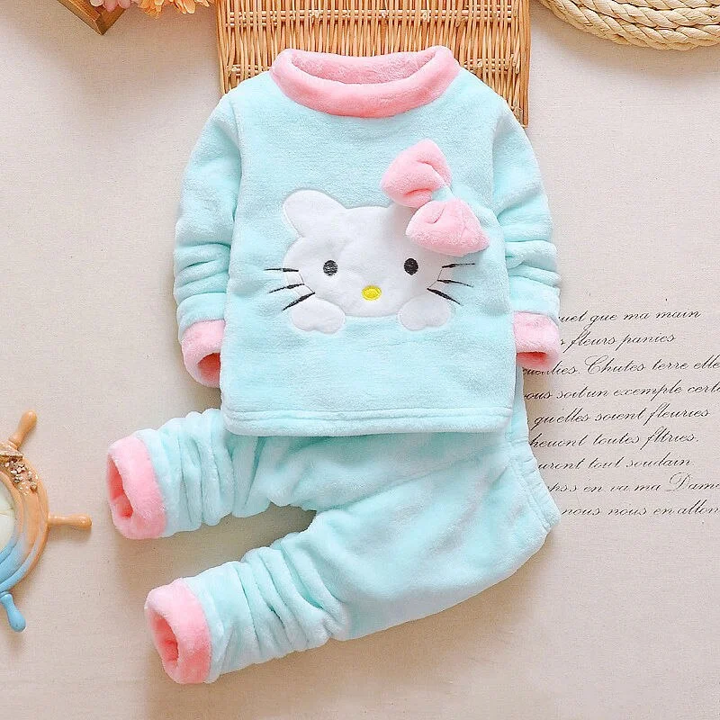 Baby Clothes Pajamas Sets Girls Pajamas Children Warm Flannel Fleece Catoon Kids Sleepwear Home Suit Winter Spring