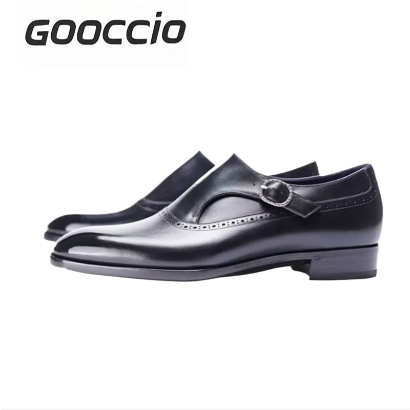 BT186 Museum Calf-Skin Piecing Crocodile Leather Single Monk Shoes For Men  GOOCCIO  