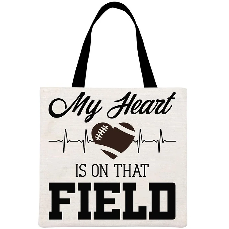 My Heart is on That Field Football Printed Linen Bag-Annaletters