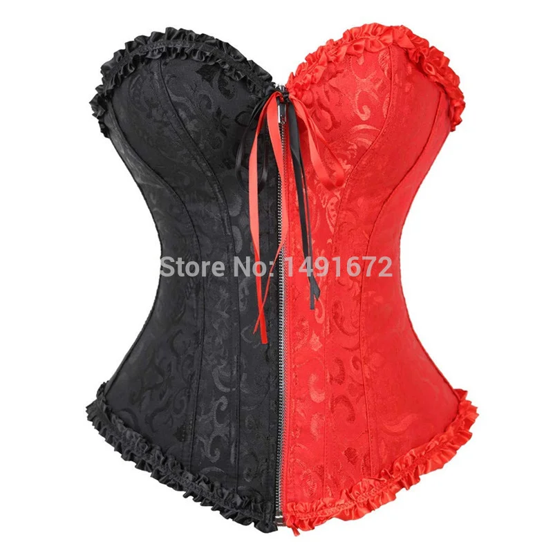 Billionm women corset lingerie sexy gothic zipper front corsets and bustiers top bridal wedding plus size black red white korsett vintage