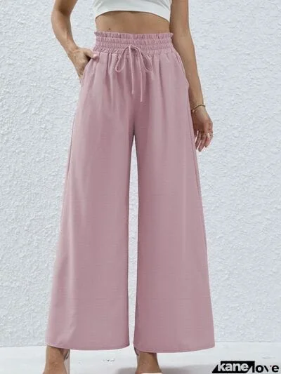 High Waist Wide Leg Pants with Pockets