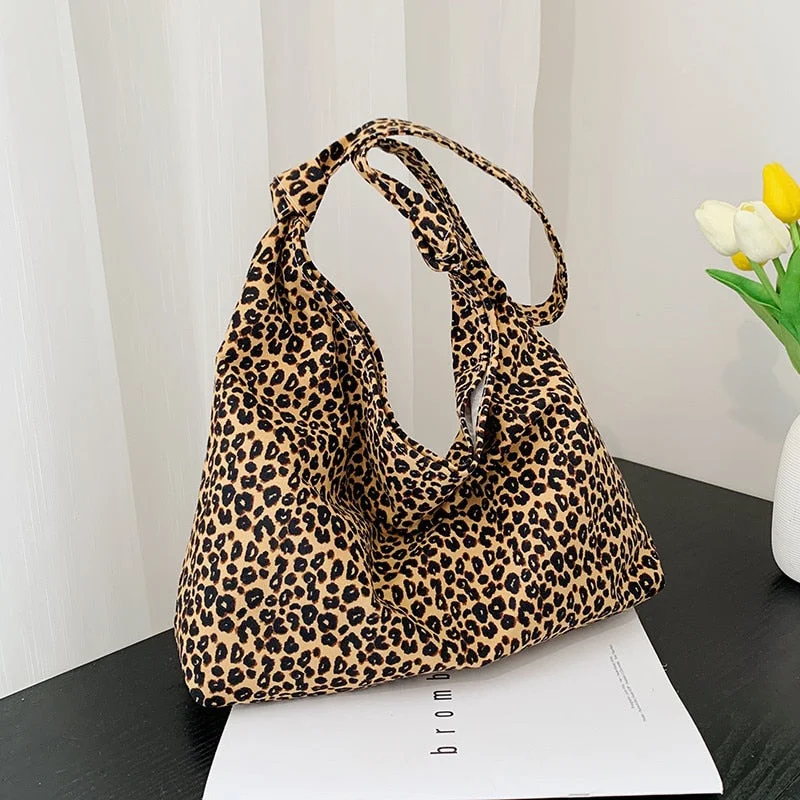 Xpoko Female Bags Totes Luxury Designer Handbags For Women Shopping Canvas Ladies Fashion Casual Leopard Shoulder Shopper Women's Bag