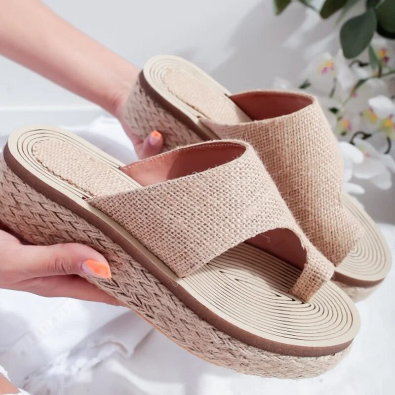 Women Summer Beach Sandals Open Toe Wedges Vintage Shoes Woman Mid Heels Sandalias Slippers Slides Mujer Sapato Feminino