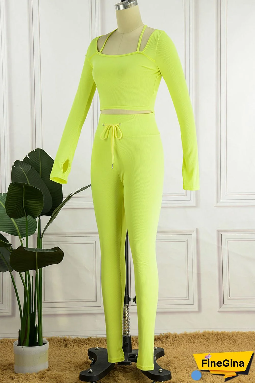 Yellow Casual Street Solid Patchwork Square Collar Long Sleeve Two Pieces