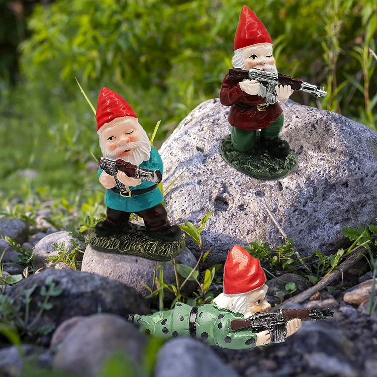 Mini Military Garden Dwarf Gun
