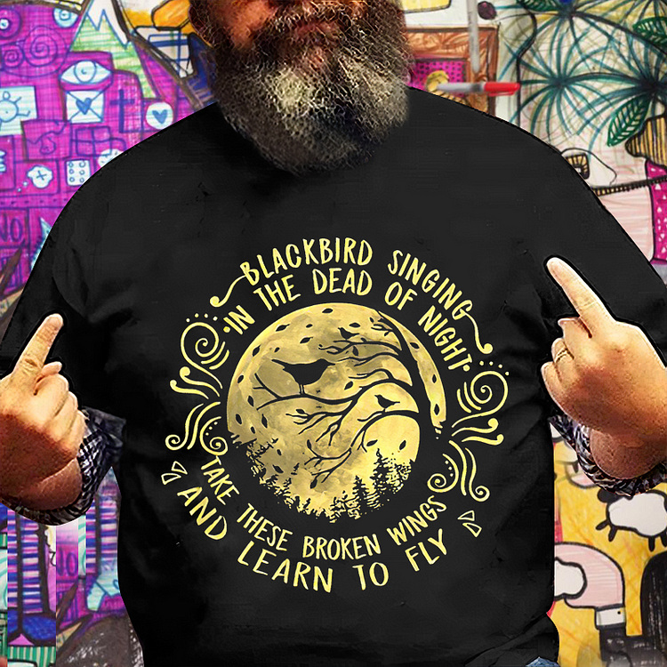 Men's Blackbird Singing In The Dead Of Night Printed T-shirt socialshop
