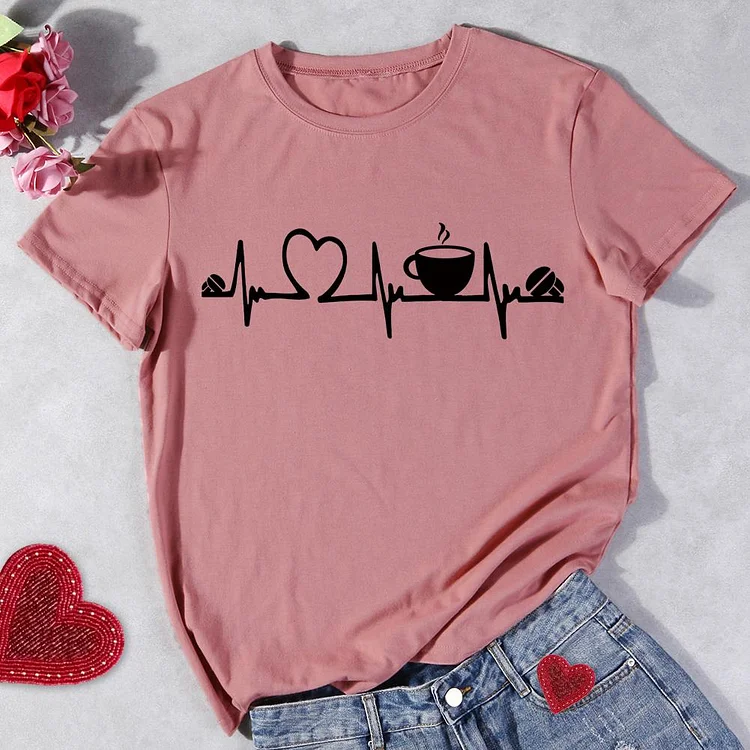 Coffee Heartbeat Coffee Cup  T-Shirt-011687-Annaletters