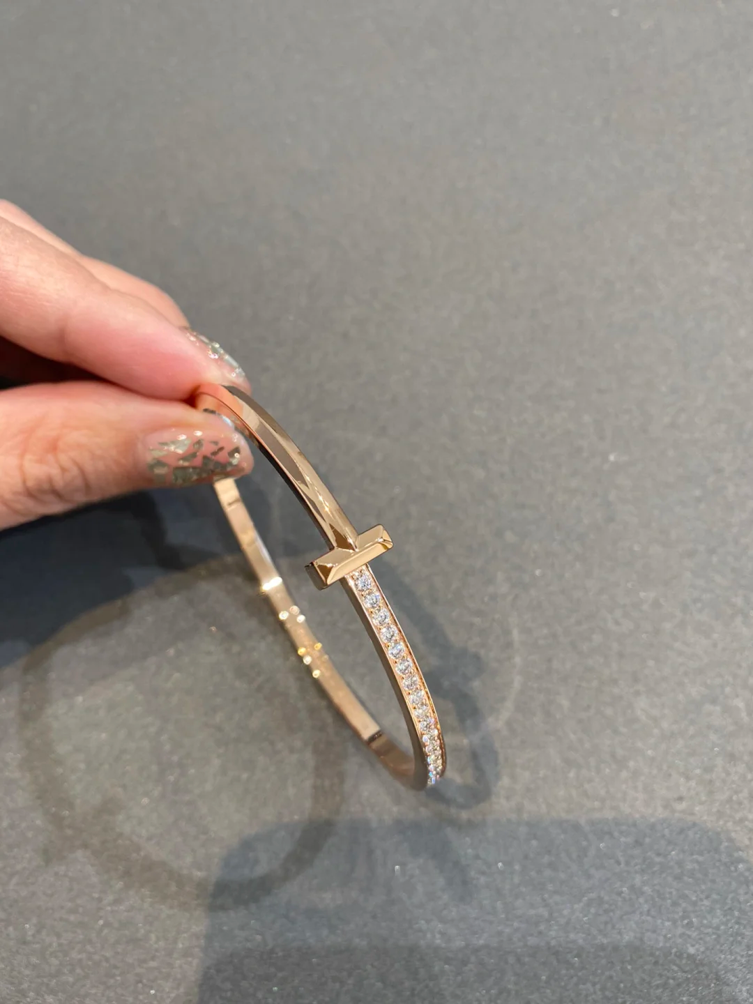 Buy replica Tiffany T1 Narrow Diamond Hinged Bangle and replica jewelry from PICKS Jewelry
