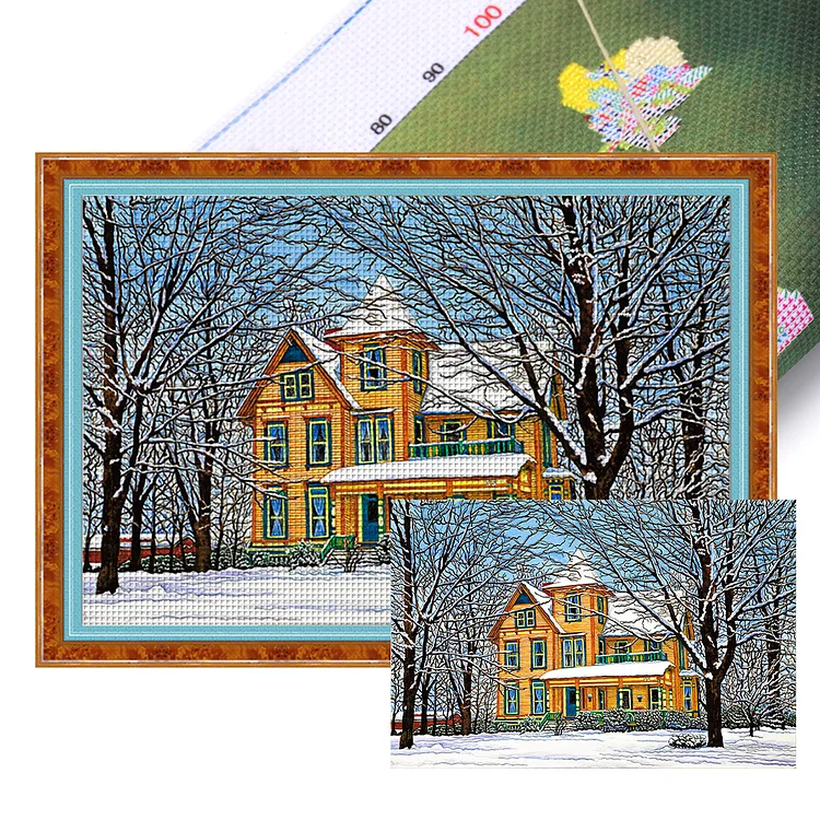 『YiShu』Snowy Cottage - 11CT Stamped Cross Stitch(70*50cm)