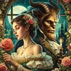 Beauty And Beast-18CT Stamped Cross Stitch 50*50cm/19.69*19.69in tapestrymarket