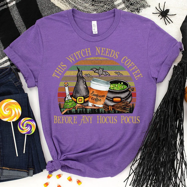 This Witch Needs Coffee Before Any Hocus Pocus T-Shirt-06886