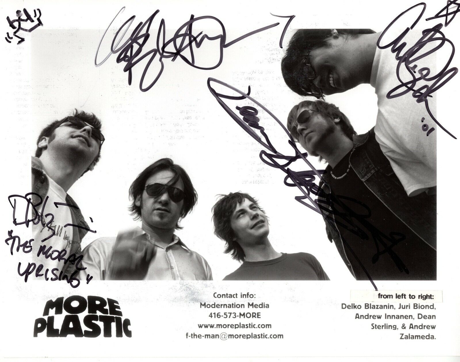 More Plastic Music Band Hand Signed Autograph 8x10 Photo Poster painting