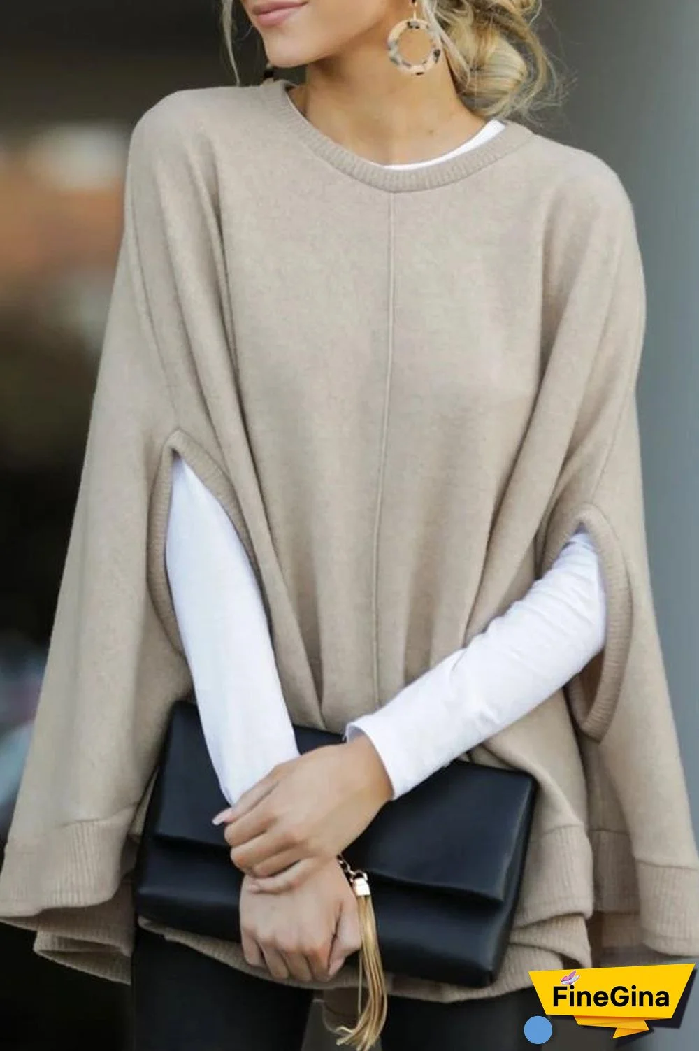 Casual Solid Pullovers O Neck Sweaters(5 Colors)