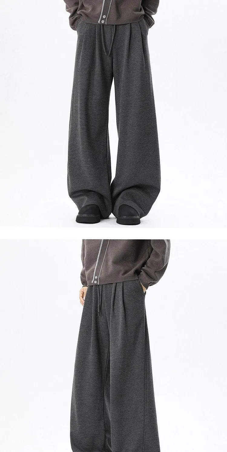 Knit Flare Pants for Men Wide Leg Casual Trousers with Drape