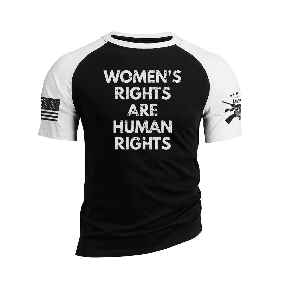 RIGHTS ARE HUMAN RIGHTS RAGLAN GRAPHIC TEE