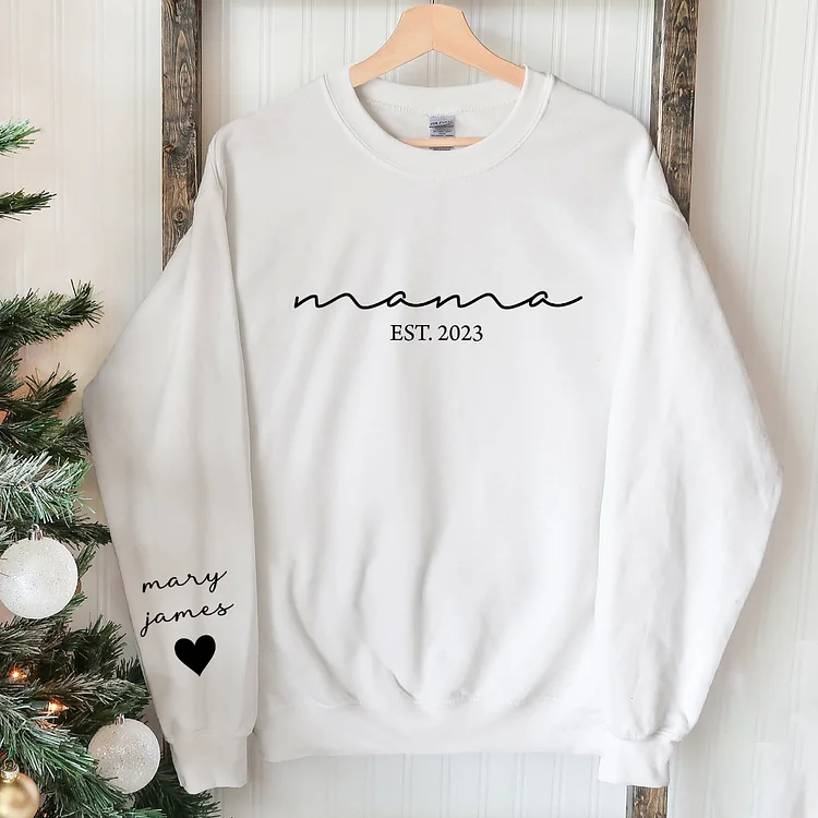 Mama Est Date Sweatshirt with Kids Names