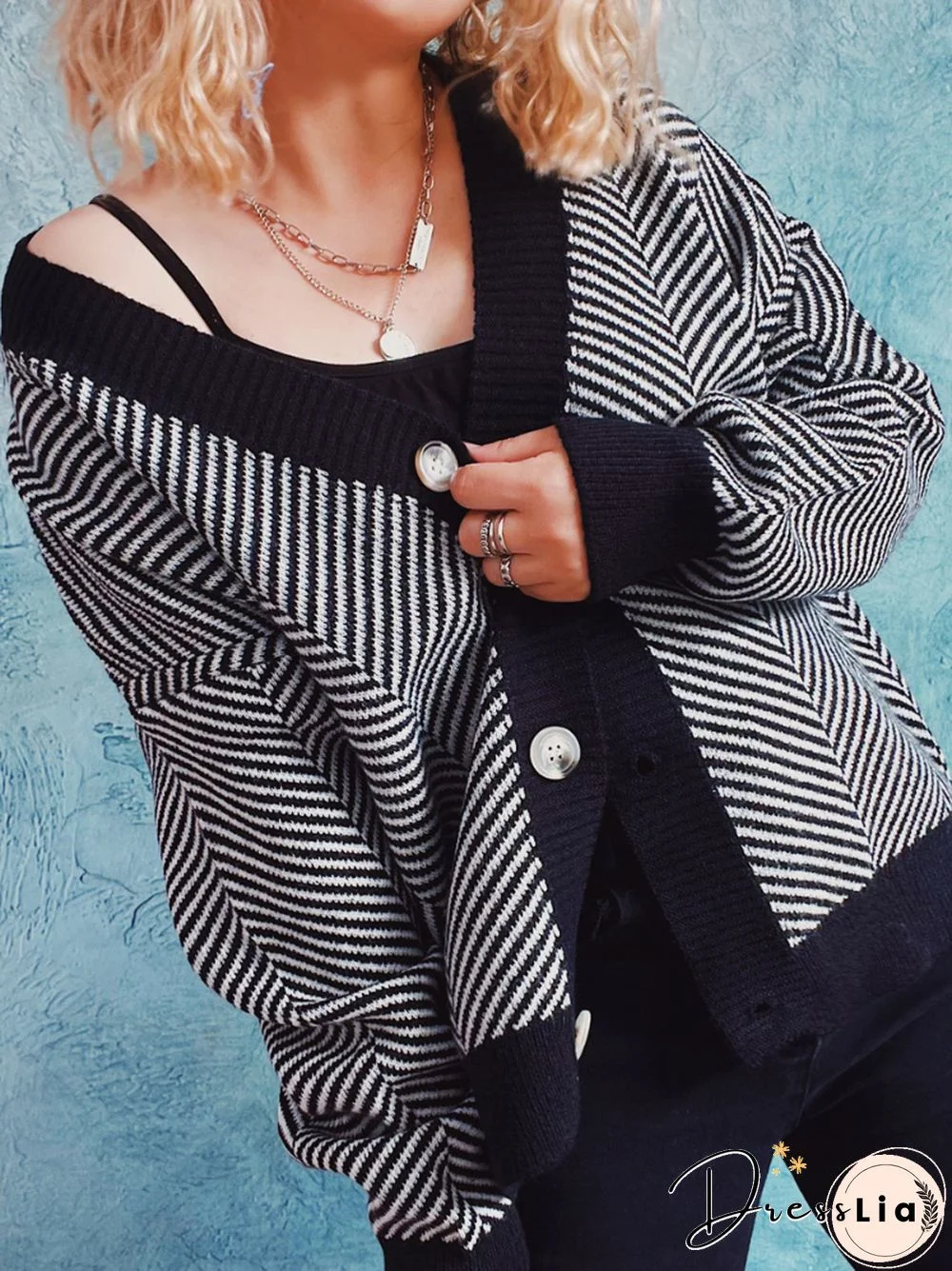 Autumn Winter Casual Long Sleeved Sweater Women's Contrast V-neck Cardigan Jacket Office Lady Cropped Cardigan Coats Tops