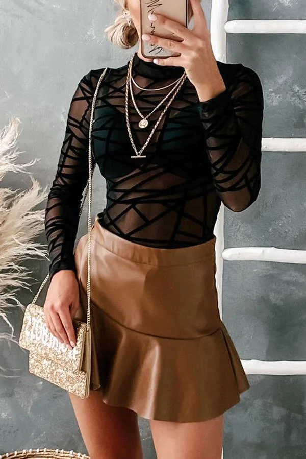 Geometric Mesh Sexy Bodysuit