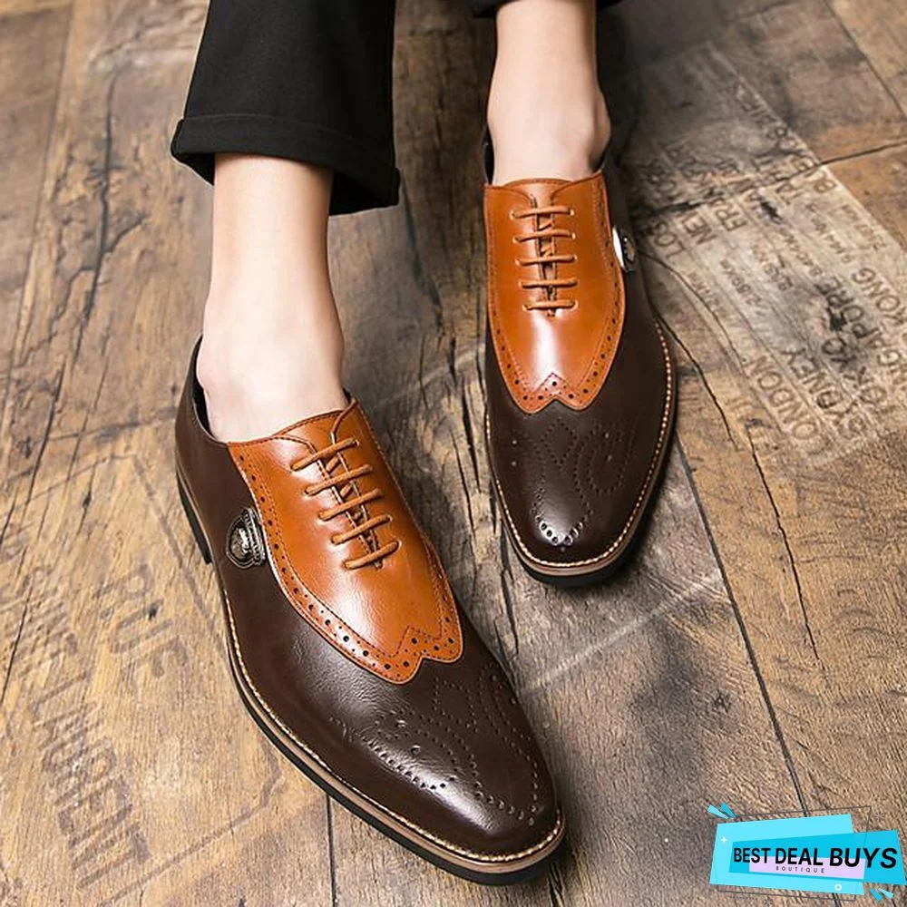 Men's Spring / Fall Classic / Casual / British Daily Outdoor Sneakers Walking Shoes Leather / Nappa Leather Breathable Non-slipping Wear Proof Dark Brown / Black