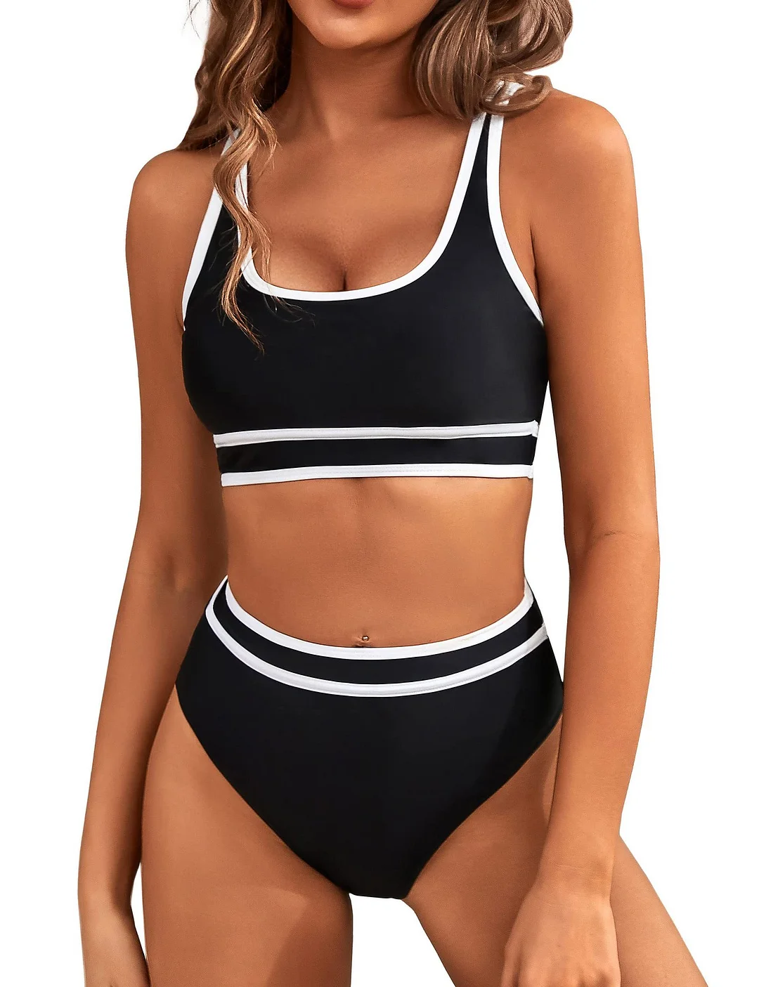 Mongw Mongw New Sexy Swimsuit Female Bikini Bikini Split Body Contrast Color Multi-Color Swimsuit