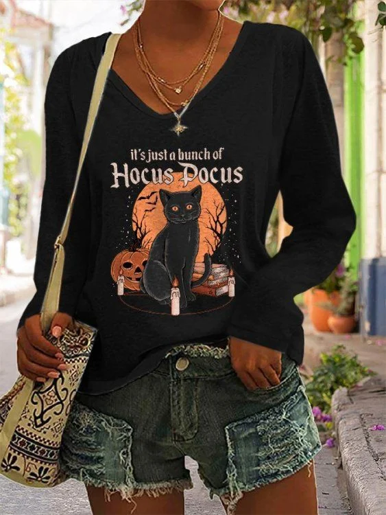It's Just A Bunch Of Hocus Pocus Printed Long Sleeve T-shirt