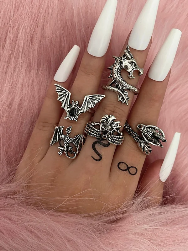 Dark Goth 5 PCS Ring Sets