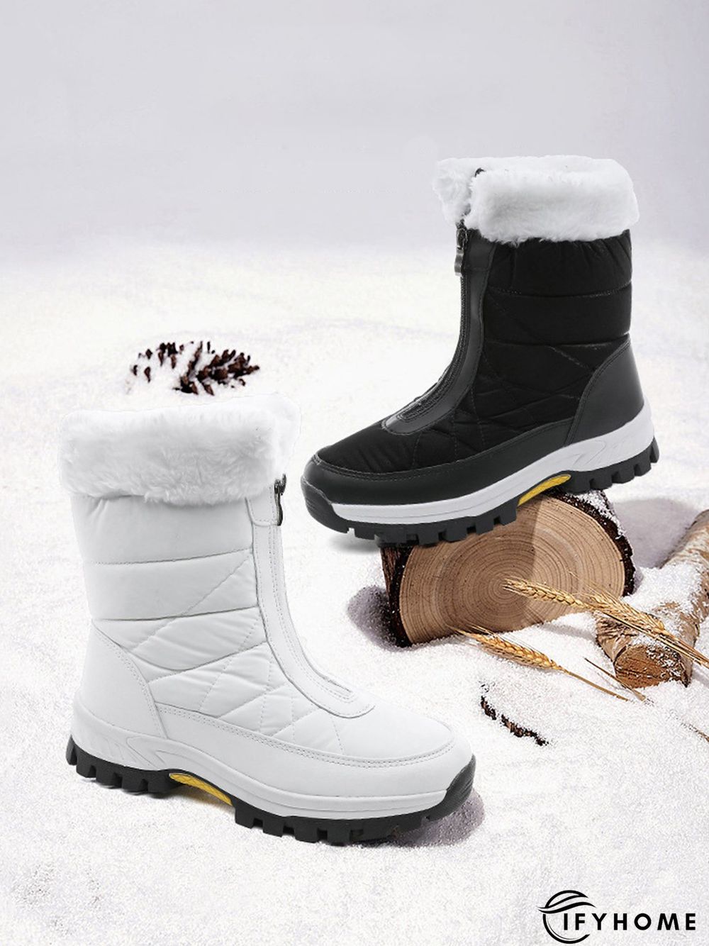 Winter Front Zip Thermal Lined Outdoor Snow Boots | IFYHOME
