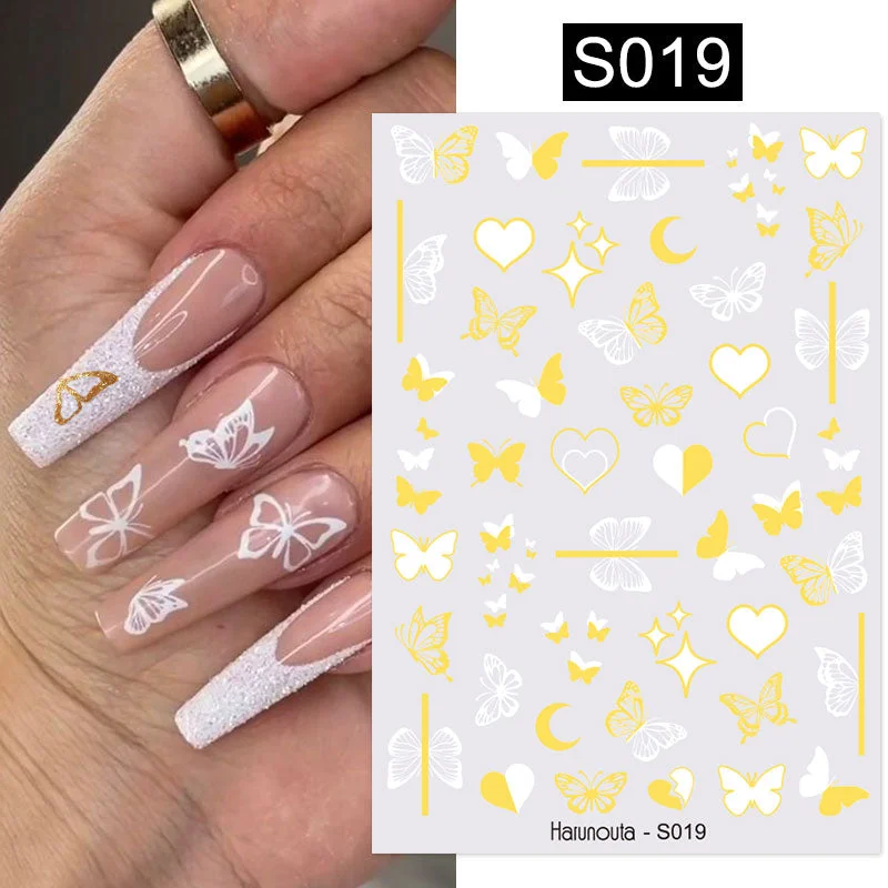 Geometric Lines Flowers Leaves 3D Nail Sticker Figure Woman Face Pattern Special Self Adhesive Nail Art Decals Manicures Sliders-Nail Inspo