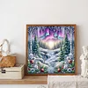 Winter Aurora Schneeszene - runder Bohrer Diamantmalerei - 40*40cm