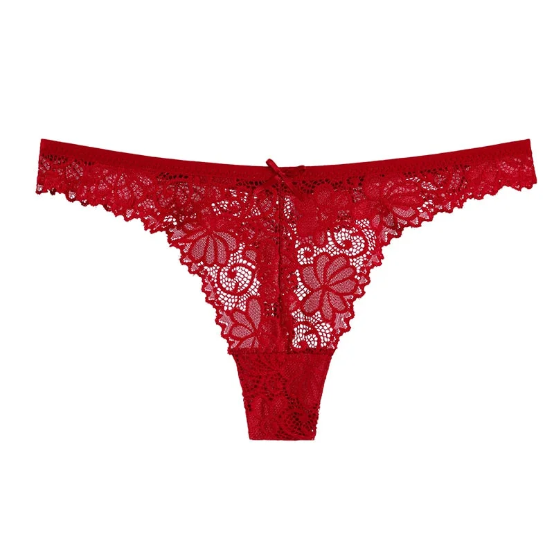 Women Lace G-string Panties Thongs Sexy Underwear Pantys Low-Waist Femme Underpants Transparent Soft Lingerie