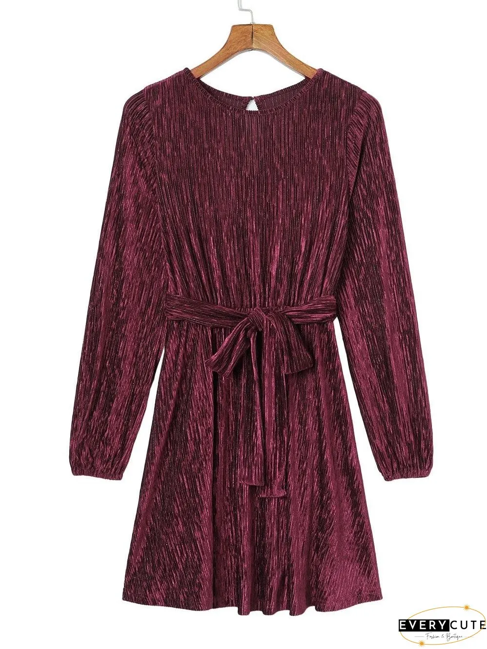 Crimson Velvet Kimono Sleeve Mini Dress