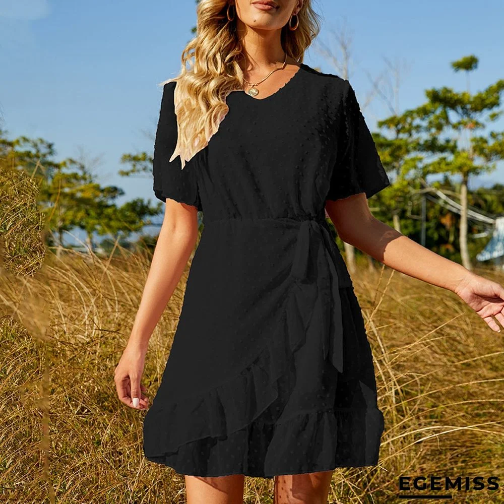 Chiffon Waistband Ruffled Skirt White Dresses | EGEMISS