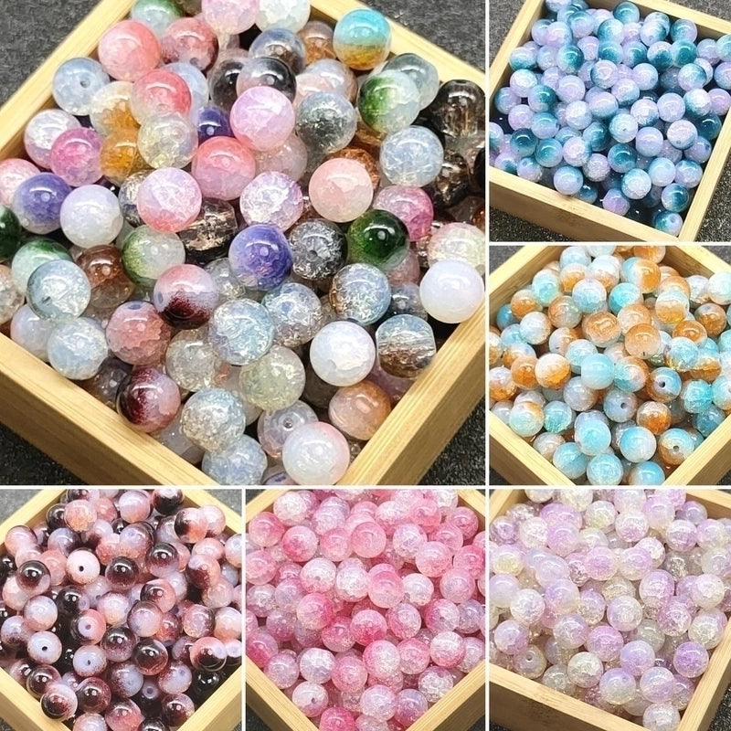 50 Pieces High Quality 8/10mm Protein Jade Broken Water Dyed Glass Bead DIY Handmade Glass Paint Beads Round Beads String Beads Materials