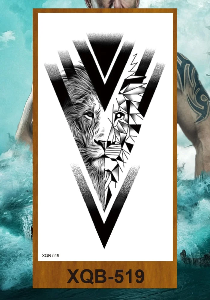 Temporary Tattoo Stickers Men Women Adult Girl Chest Flower Arm Leg Fake Tatoo Semi Permanent Tiger Wolf Beauty & Beast Body Art