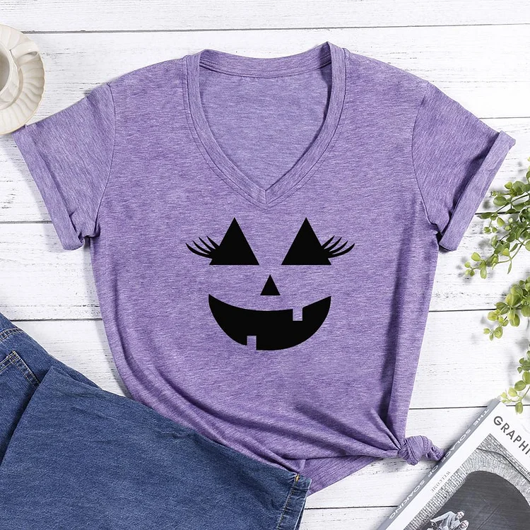 Funny face Halloween V-neck T Shirt-Annaletters