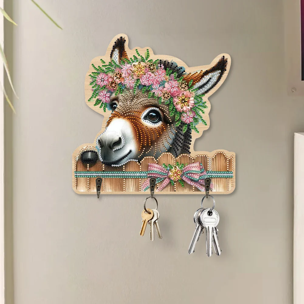 DIY Donkey 3 Hooks Diamond Painting Pet Hook Rail Diamond Art Hanging Hooks