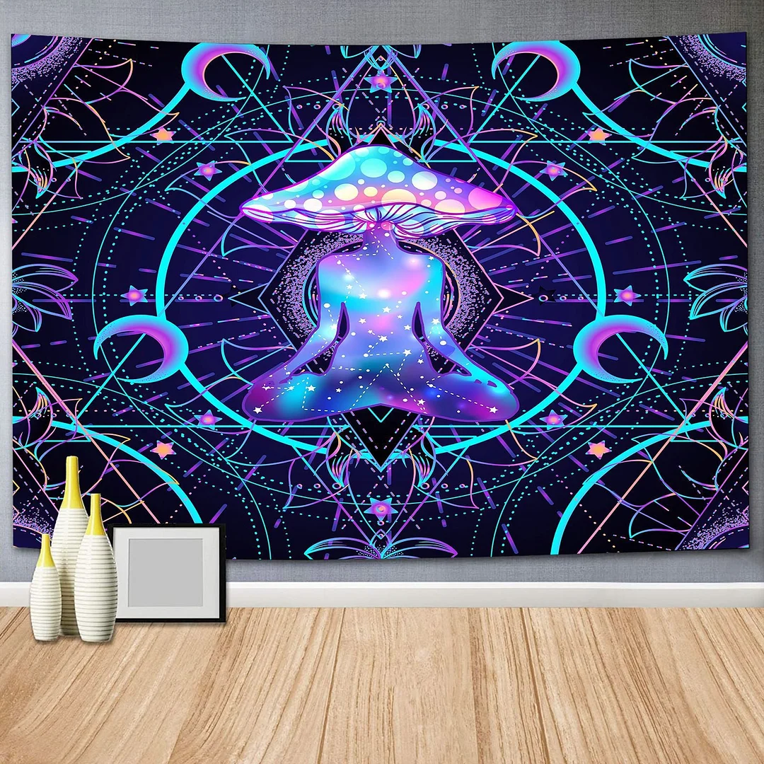 Indian Rainbow Psychedelic Buddha Tapestry Bohemia Abstract Mushroom Wall Hanging Tapestries Hippie Tarot Elephant Blanket Decor