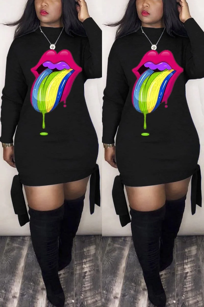 Digital Print Colorful Tongue Dress