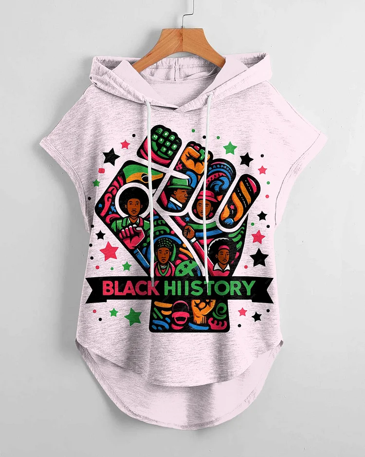 Black History Power Illustration Hooded Tee