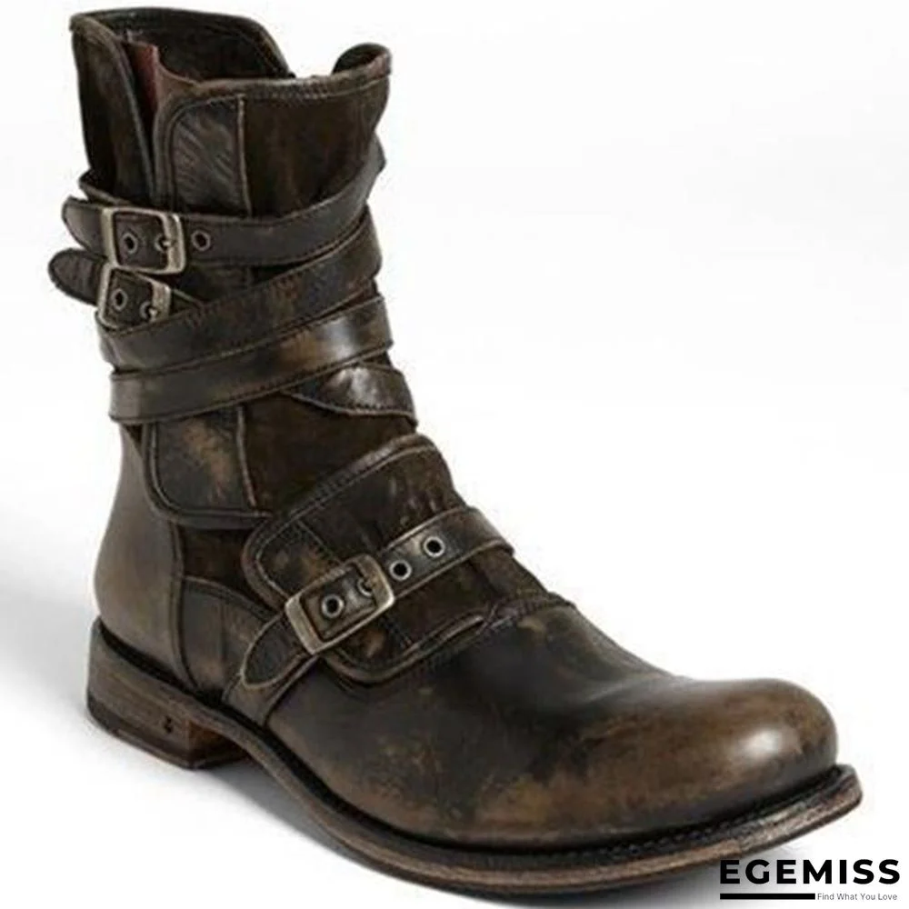 Men's Retro Multiple Buckle Retro Ankle Boots | EGEMISS
