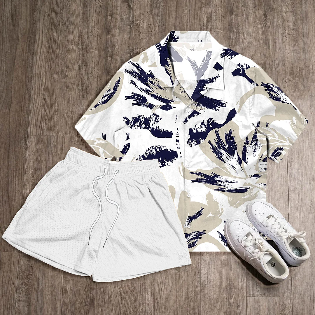 Floral Print Shirt Shorts Two-Piece Set