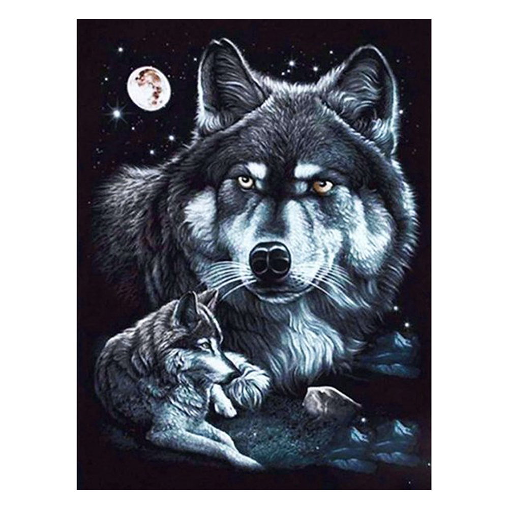 

30*40CM - Square Drill Diamond Painting - Night Wolf, 501 Original