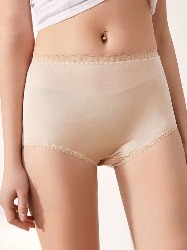 High Waist Silk Panties Sexy Lace Seamless Style